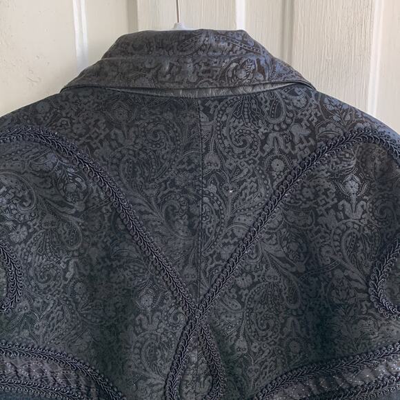 John Weitz Vintage 90s Embellished Leather Jacket - Picture 8 of 9